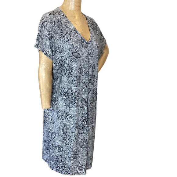 J. Jill Wearever Bali Soft Shift Tee-Shirt-Dress Sz XL Floral 290D - Picture 3 of 8
